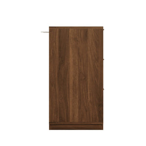 English Elm Modern Six Drawer Dresser with Carved Geometric Fronts for Bedroom or Entryway Walnut N735P492871D