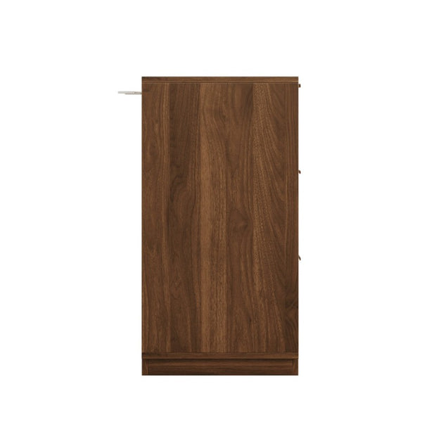 English Elm Modern Six Drawer Dresser with Carved Geometric Fronts for Bedroom or Entryway Walnut N735P492871D