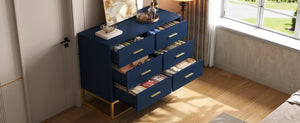 English Elm Modern Six Drawer Chest with Gold Legs and Handles Glam Bedroom Storage Cabinet N735P493009L