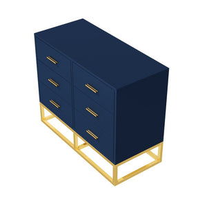 English Elm Modern Six Drawer Chest with Gold Legs and Handles Glam Bedroom Storage Cabinet N735P493009L
