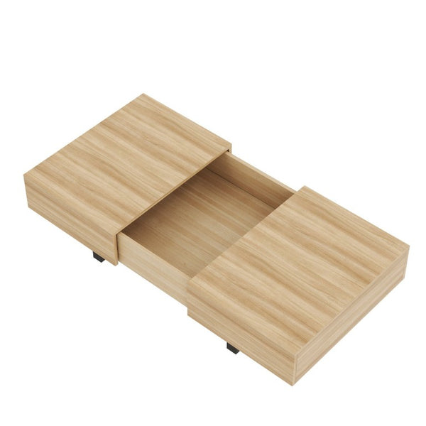 English Elm Sliding Top Coffee Table with Hidden Compartment Tapered Metal Legs Mid-Century Wood N735P493617N