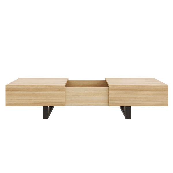 English Elm Sliding Top Coffee Table with Hidden Compartment Tapered Metal Legs Mid-Century Wood N735P493617N