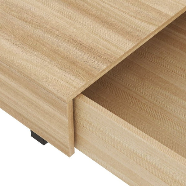 English Elm Sliding Top Coffee Table with Hidden Compartment Tapered Metal Legs Mid-Century Wood N735P493617N