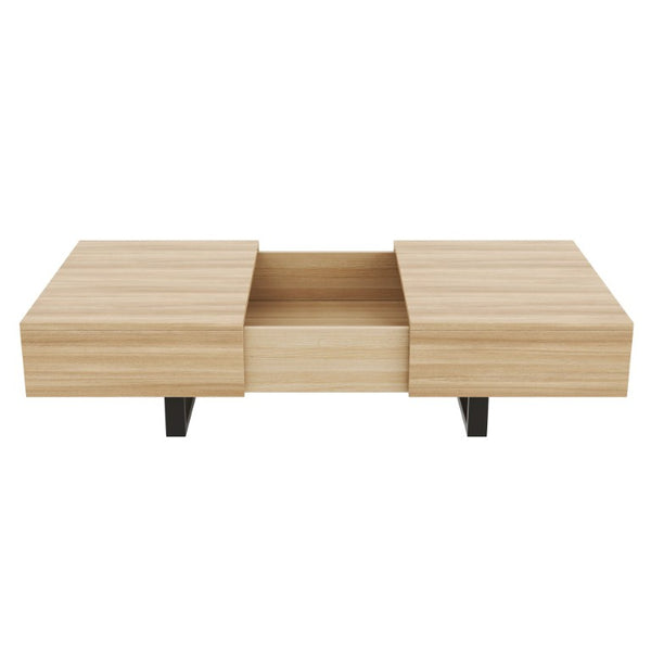 English Elm Sliding Top Coffee Table with Hidden Compartment Tapered Metal Legs Mid-Century Wood N735P493617N