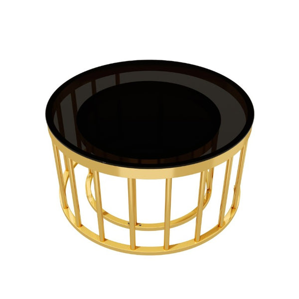 English Elm Round Mirrored Glass Nesting Tables Glam Metal Frame Accent Set for Living Room Black N735P507241B