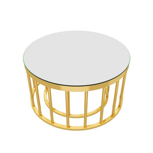 English Elm Round Mirrored Glass Nesting Tables Glam Metal Frame Accent Set for Living Room Gold N735P507241K