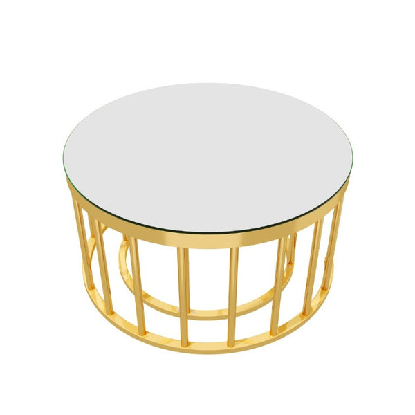 English Elm Round Mirrored Glass Nesting Tables Glam Metal Frame Accent Set for Living Room Gold N735P507241K
