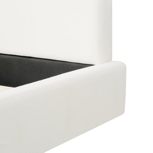 English Elm King Boucle Platform Bed Foam Padded Headboard Wood Slat Base Modern Bedroom N736K020506W