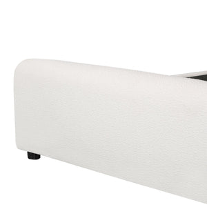 English Elm Luxury Bouclé King Platform Bed Sculptural Wingback Headboard Solid Wood Slats White N736K088384W