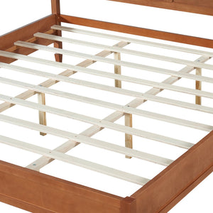 English Elm King Solid Wood Platform Bed with Panel Headboard and Turned Legs for Farmhouse Rooms Brown N736K125859D