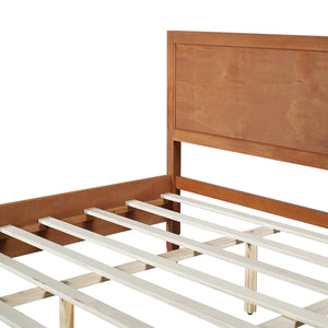 English Elm King Solid Wood Platform Bed with Panel Headboard and Turned Legs for Farmhouse Rooms Brown N736K125859D