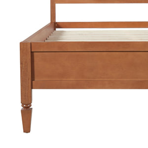 English Elm King Solid Wood Platform Bed with Panel Headboard and Turned Legs for Farmhouse Rooms Brown N736K125859D