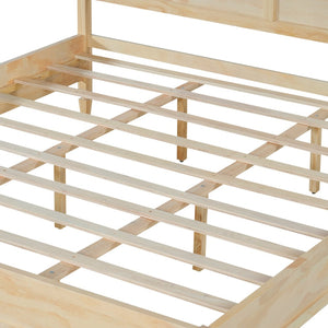 English Elm King Solid Wood Platform Bed with Panel Headboard and Turned Legs for Farmhouse Rooms Natural N736K125859N