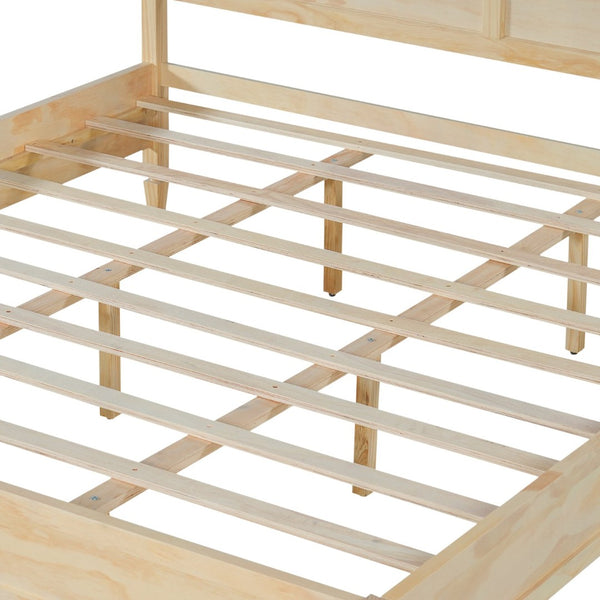 English Elm King Solid Wood Platform Bed with Panel Headboard and Turned Legs for Farmhouse Rooms Natural N736K125859N