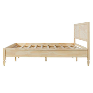 English Elm King Solid Wood Platform Bed with Panel Headboard and Turned Legs for Farmhouse Rooms Natural N736K125859N