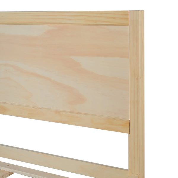 English Elm King Solid Wood Platform Bed with Panel Headboard and Turned Legs for Farmhouse Rooms Natural N736K125859N