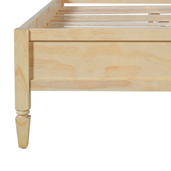 English Elm King Solid Wood Platform Bed with Panel Headboard and Turned Legs for Farmhouse Rooms Natural N736K125859N