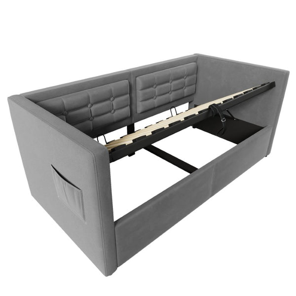 English Elm Upholstered King Platform Bed Chenille Pillow Headboard Low Profile Modern Bedroom Gray 81 L x 44 W x 30 H N736P303402G-1