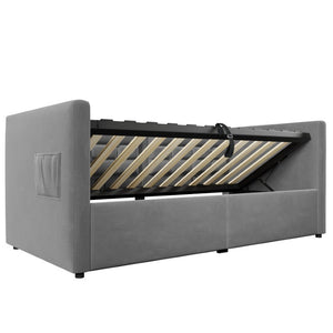 English Elm Upholstered King Platform Bed Chenille Pillow Headboard Low Profile Modern Bedroom Gray 81 L x 44 W x 30 H N736P303402G-1