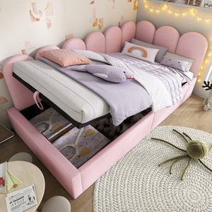 English Elm Upholstered King Platform Bed Chenille Pillow Headboard Low Profile Modern Bedroom Pink 79 L x 42 W x 30 H N736P333613P-1