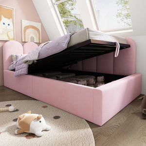 English Elm Upholstered King Platform Bed Chenille Pillow Headboard Low Profile Modern Bedroom Pink 79 L x 42 W x 30 H N736P333613P-1