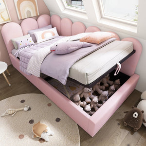 English Elm Upholstered King Platform Bed Chenille Pillow Headboard Low Profile Modern Bedroom Pink 79 L x 42 W x 30 H N736P333613P-1