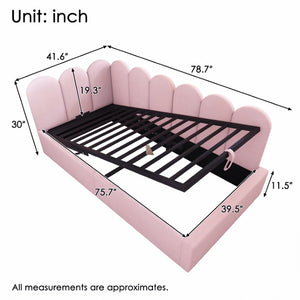 English Elm Upholstered King Platform Bed Chenille Pillow Headboard Low Profile Modern Bedroom Pink 79 L x 42 W x 30 H N736P333613P-1