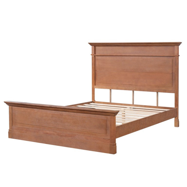 English Elm N736p432022d-Single Farmhouse Panel Bed Tall Headboard Solid Wood Frame Bedroom Focal Point N736P432022D