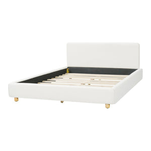 English Elm Queen Boucle Platform Bed Tall Padded Headboard Modern Bedroom No Box Spring N736Q020708W