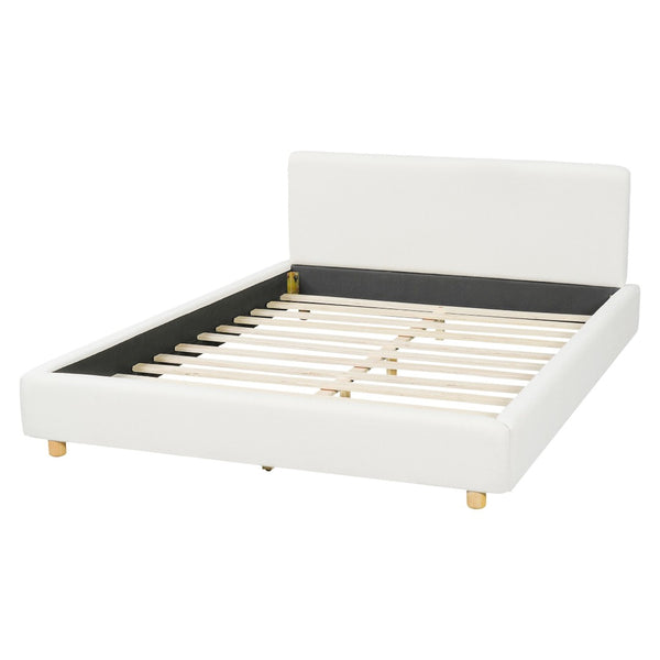 English Elm Queen Boucle Platform Bed Tall Padded Headboard Modern Bedroom No Box Spring N736Q020708W