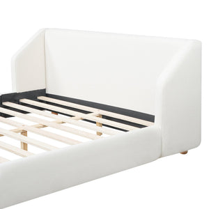 English Elm Modern Bouclé Queen Bed Wingback Headboard Upholstered Frame with Solid Wood Slat Support N736Q046768W