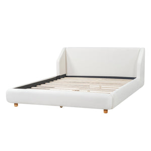 English Elm Modern Bouclé Queen Bed Wingback Headboard Upholstered Frame with Solid Wood Slat Support N736Q046768W