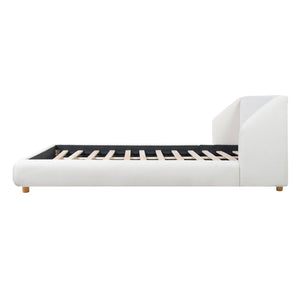 English Elm Modern Bouclé Queen Bed Wingback Headboard Upholstered Frame with Solid Wood Slat Support N736Q046768W