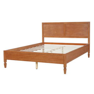 English Elm Queen Solid Wood Platform Bed Classic Panel Headboard Turned Legs No Box Spring Brown N736Q126667D