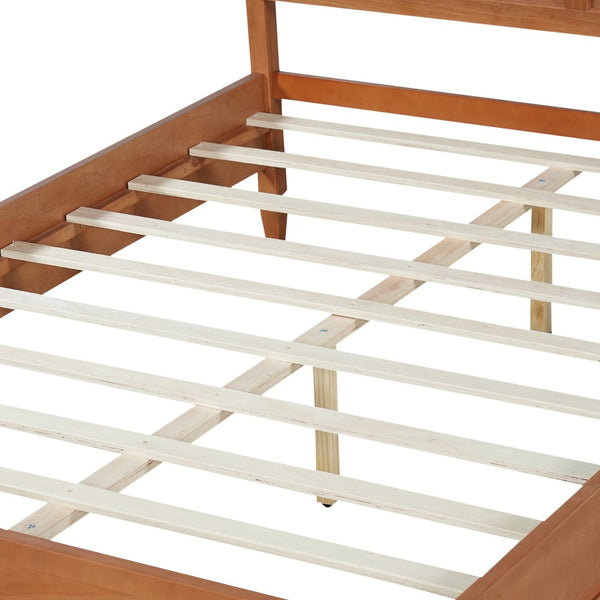 English Elm Queen Solid Wood Platform Bed Classic Panel Headboard Turned Legs No Box Spring Brown N736Q126667D