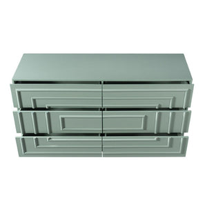 English Elm Mid Century 6 Drawer Push to Open Dresser with Geometric Panels for Bedroom or Living Room Sage Green N739C000001F