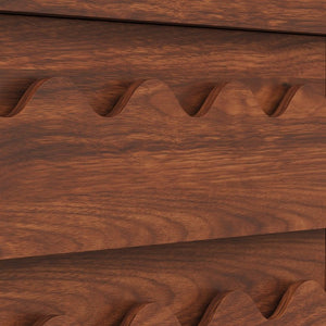 English Elm 60 Inch Six Drawer Dresser with Wave Front Design for Bedroom or Living Room Walnut Brown N739C000003D
