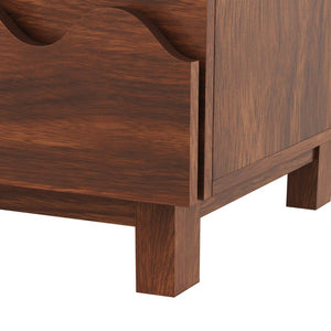 English Elm 60 Inch Six Drawer Dresser with Wave Front Design for Bedroom or Living Room Walnut Brown N739C000003D