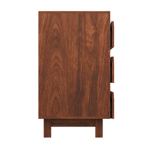 English Elm 60 Inch Six Drawer Dresser with Wave Front Design for Bedroom or Living Room Walnut Brown N739C000003D