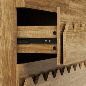 English Elm 60 Inch Six Drawer Dresser with Wave Front Design for Bedroom or Living Room Brown N739C000003N