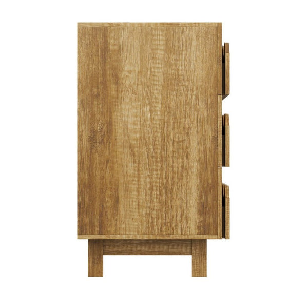 English Elm 60 Inch Six Drawer Dresser with Wave Front Design for Bedroom or Living Room Brown N739C000003N