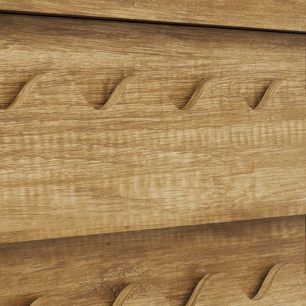 English Elm 60 Inch Six Drawer Dresser with Wave Front Design for Bedroom or Living Room Brown N739C000003N