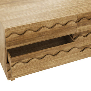 English Elm 60 Inch Six Drawer Dresser with Wave Front Design for Bedroom or Living Room Brown N739C000003N