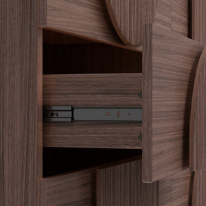 English Elm 6 Drawer Fluted Wood Dresser with Elevated Legs Mid-Century Storage for Bedroom or Hallway Dark Brown N739C000004D