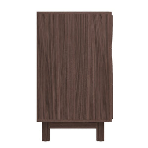English Elm 6 Drawer Fluted Wood Dresser with Elevated Legs Mid-Century Storage for Bedroom or Hallway Dark Brown N739C000004D