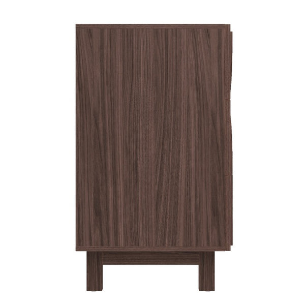 English Elm 6 Drawer Fluted Wood Dresser with Elevated Legs Mid-Century Storage for Bedroom or Hallway Dark Brown N739C000004D