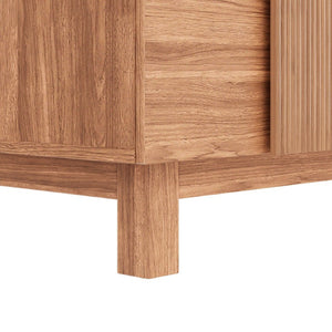 English Elm 6 Drawer Fluted Wood Dresser with Elevated Legs Mid-Century Storage for Bedroom or Hallway Walnut Brown N739C000004N