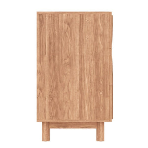 English Elm 6 Drawer Fluted Wood Dresser with Elevated Legs Mid-Century Storage for Bedroom or Hallway Walnut Brown N739C000004N