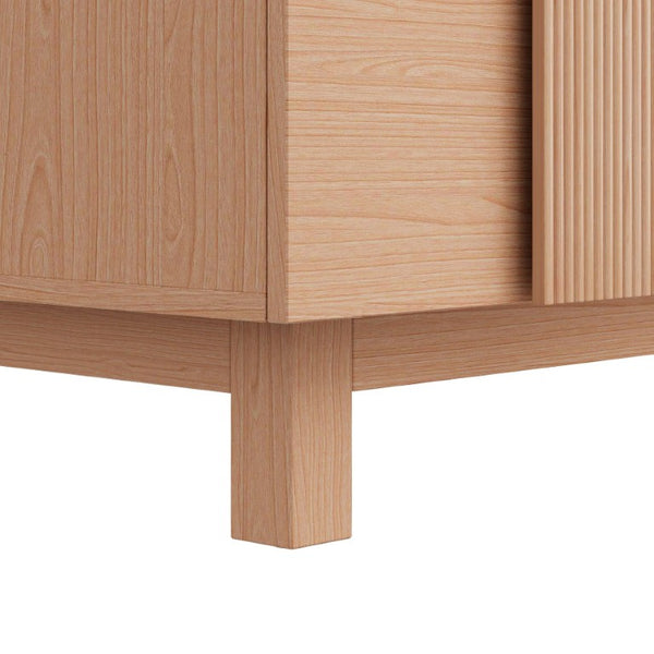English Elm 6 Drawer Fluted Wood Dresser with Elevated Legs Mid-Century Storage for Bedroom or Hallway Light Natural Brown N739C000004W
