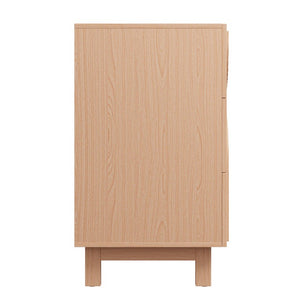 English Elm 6 Drawer Fluted Wood Dresser with Elevated Legs Mid-Century Storage for Bedroom or Hallway Light Natural Brown N739C000004W